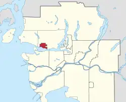 Location of the City of North Vancouver in Metro Vancouver