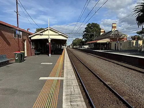 Southbound view from Platform 1 at Clifton Hill station