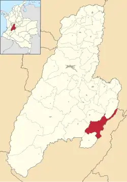 Location of the municipality and town of Dolores, Tolima in the Tolima Department of Colombia.