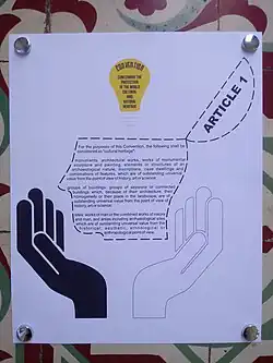 Convention concerning the Protection of the World's Cultural and Natural Heritage, plaque.