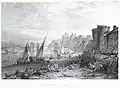The river bank at Conwy with the castle and bridge in the background ca 1850