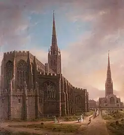 St Michael's and Holy Trinity Churches from the North East, Coventry (1849)[8]