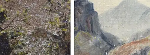 Detail zoom examples of fictional distant mountain