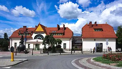 Rabka-Zdrój railway station building from Zakopiańska Street