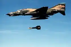 A GBU-15 bomb with TV guidance dropped by an F-4E in 1985