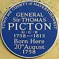 Sir Thomas Picton blue plaque