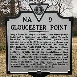 Historical marker for Gloucester Point, Virginia