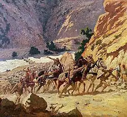 Greek artillery advances through the Kresna Pass.