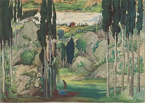 For Daphnis et Chloé by Maurice Ravel; 1912, watercolour on paper, 19×27 cm, Houghton Library.