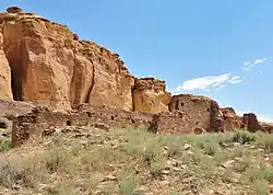 A color picture of a large masonry ruin