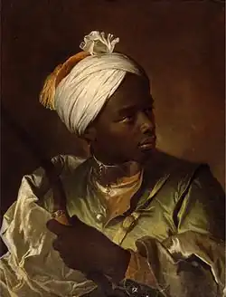 Jeune nègre tenant un arc, portrait of the black slave of the prince François-Louis de Bourbon-Conti, 1697.