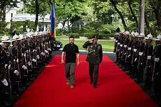 Ukrainian President Volodymyr Zelenskyy is given arrival honors at the Malacañang Palace, June 3, 2024