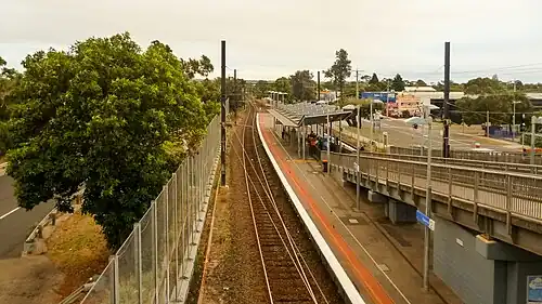 Southbound view from a footbridge near Kankook platforms 1&2