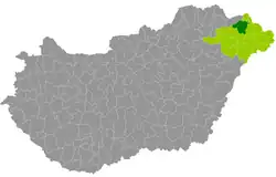 Kisvárda District within Hungary and Szabolcs-Szatmár-Bereg County.