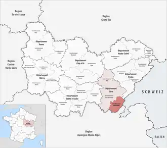 Location within the region Bourgogne-Franche-Comté