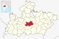 Location of Raisen district in Madhya Pradesh