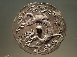 Mirror back with dragon