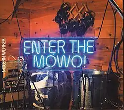 A neon sign with the title