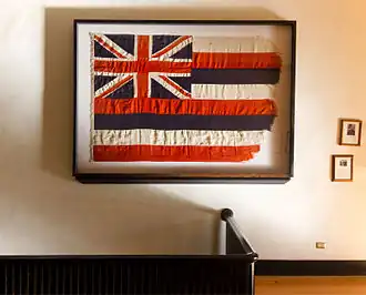 The 1898 Kingdom of Hawaii flag on display.