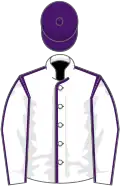 White, purple seams and cap