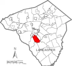 Map of Lancaster County, Pennsylvania highlighting Pequea Township
