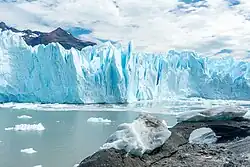 Perito Moreno Glacier entering the lake