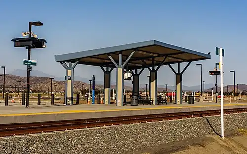 The platform at Perris–South station