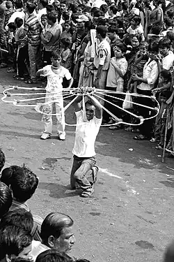 Artist performing during Rath Yatra at Ahmedabad in 2011