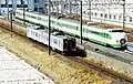Five cars of former set F30 stored at Sendai General Shinkansen Depot in January 2003