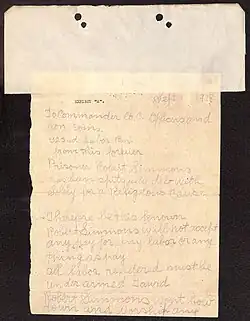 The front of a letter, presented as Exhibit A in his GCM trial, describing his motivations as a conscientious objector.