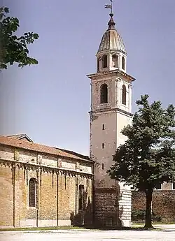 Church facade and bell tower of San Domenico.