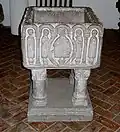 Replica of the Medieval font from Skjeberg Church