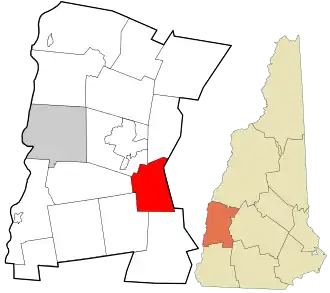 Location in Sullivan County and the state of New Hampshire