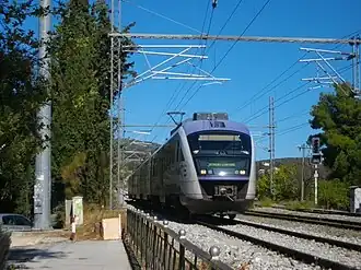 Siemens Desiro EMU-5 approaching Afidnes station in October 2017