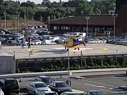 An air ambulance on the helipad