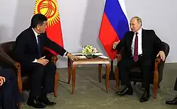 Jeenbekov with Vladimir Putin in Sochi, May 2018.
