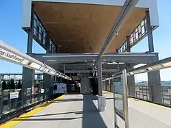 A train at Warm Springs/South Fremont station, 2017
